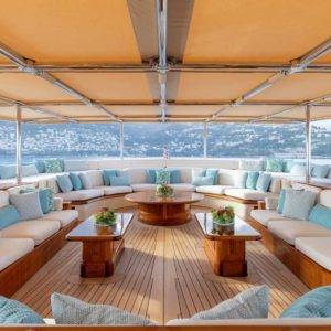 Canopied area in the NERO Yacht.