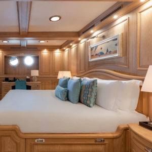 King bed in master suite of NERO Yacht.