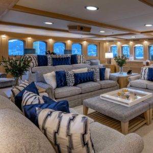 Below deck seating area in the NERO Yacht.