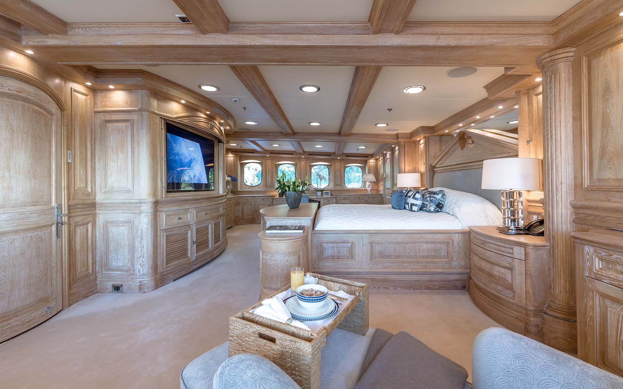 NERO Yacht master suite with built-in flat-screen television